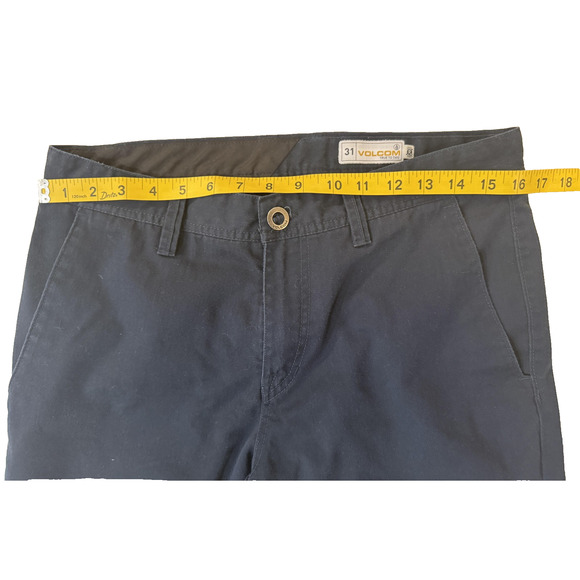 Volcom Pants Mens 31 Navy Blue Chino Casual Straight Leg Stone Logo Pockets - Picture 5 of 7